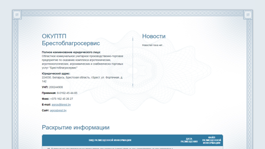 Скриншот сайта