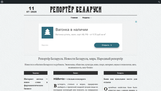 Скриншот сайта