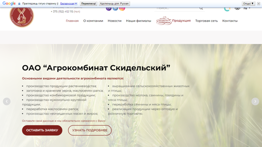 Скриншот сайта