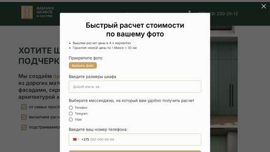 Скриншот сайта