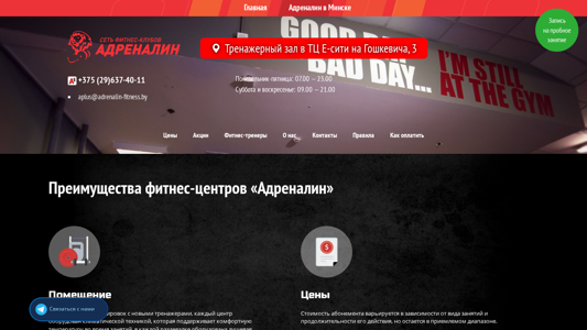 Скриншот сайта